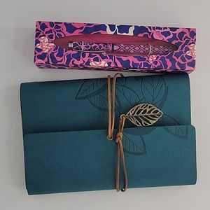 Vera Bradley Ball Point Pen Katalina Pink and Leather Journal New